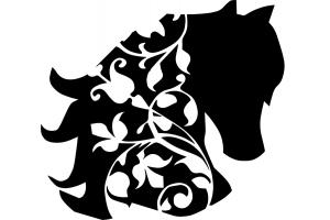 Stencil Schablone Pferdekopf mit Ranke
